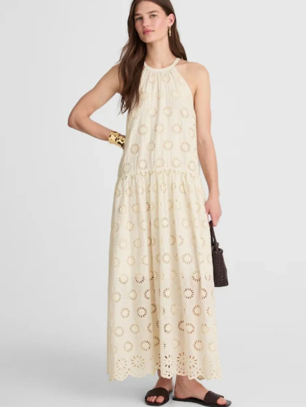 Madewell Embroidered Drop-Waist Maxi Dress - Ivory Floral Eyelet - Picture 1 of 14